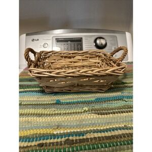 Woven Wicker Rattan Braided Tray Boho Square Rectangle Basket Tray Vintage